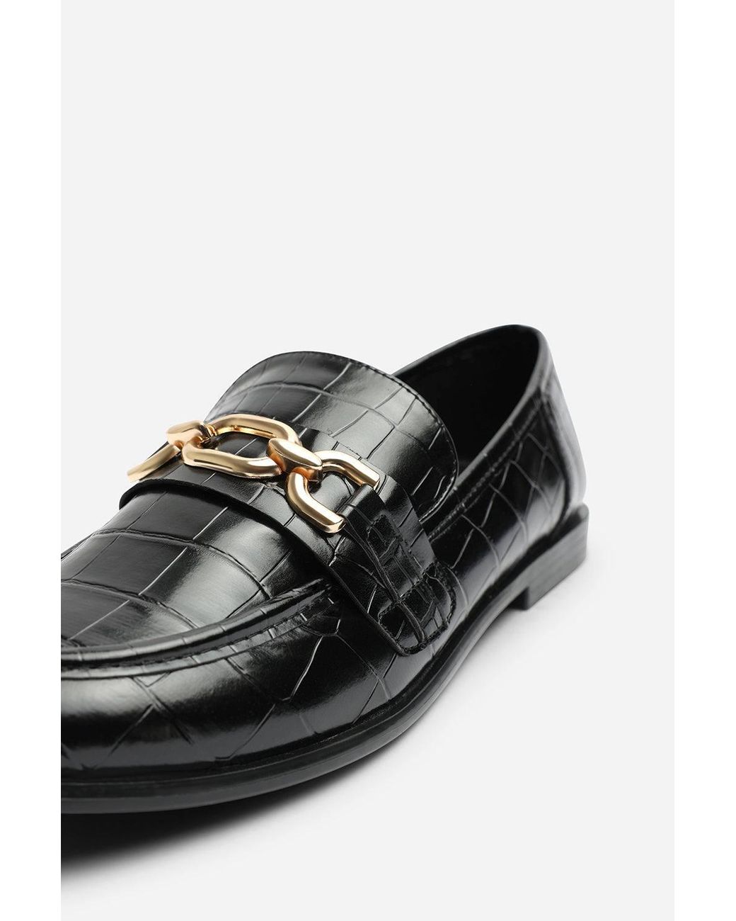 Where's That From Blue 'Orelis' Chain Trim Detail Flat Loafer Shoes