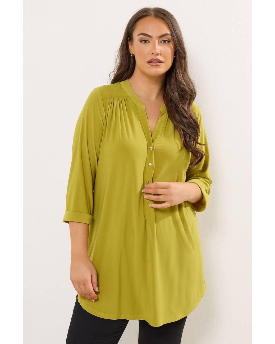 Yours Yellow Half Placket Shirt