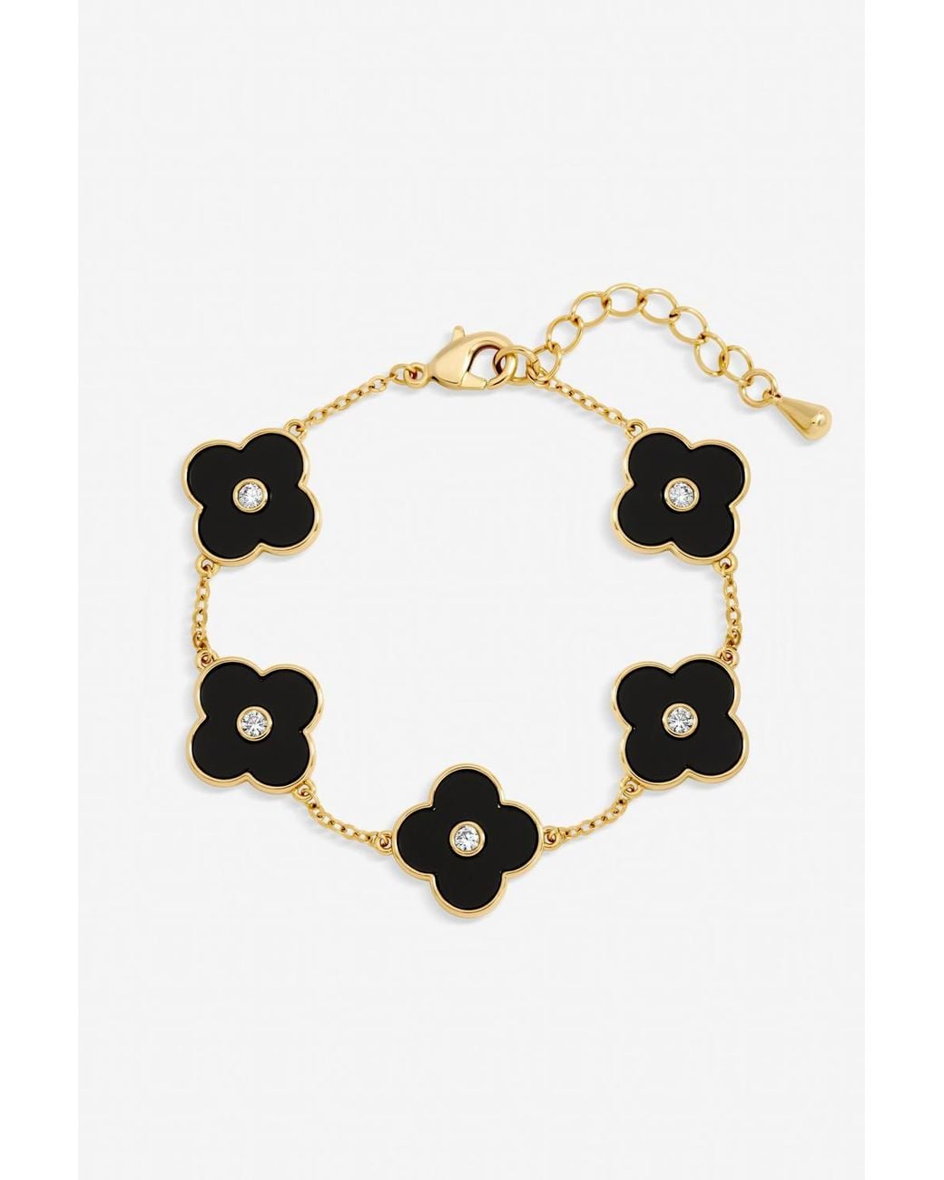 Jon Richard Metallic Plated & Jet Polished Clover Bracelet