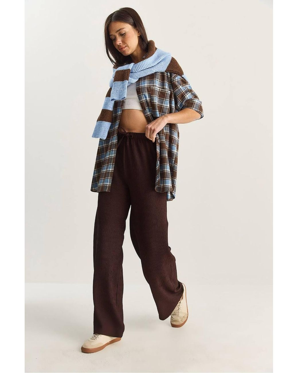 Bianco Lucci Blue High Waist Wide Leg Pants