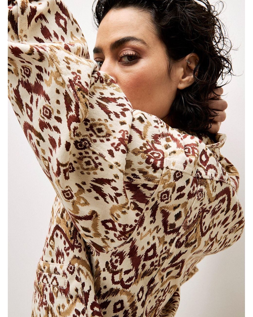 Apricot Natural Ikat Denim Jacket