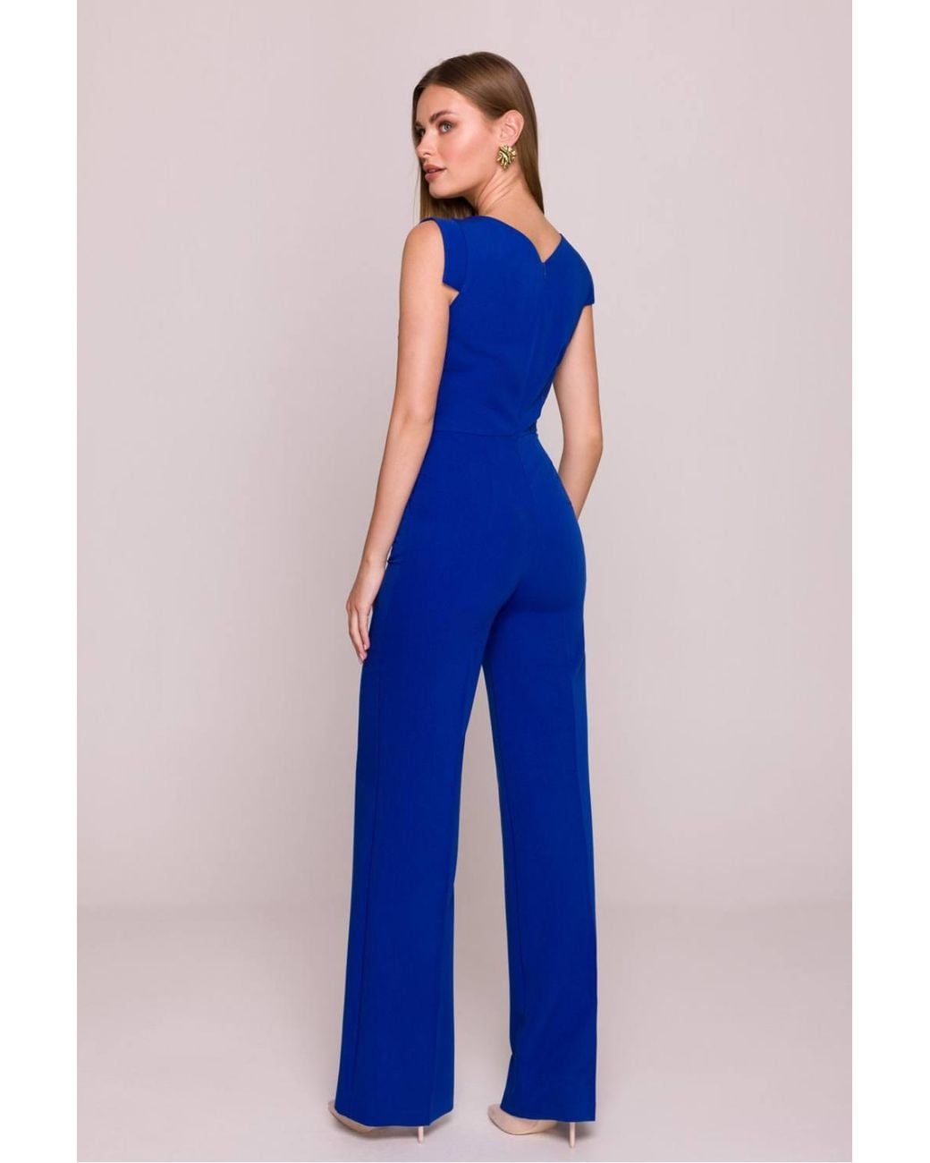 Love Lace Blue Viscose High Waisted Sleeveless Jumpsuit
