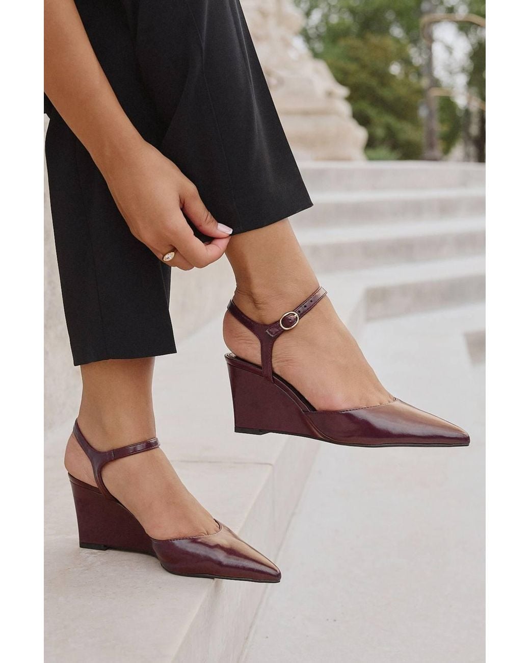 Linzi Red Enhanced Wedge Court Shoes