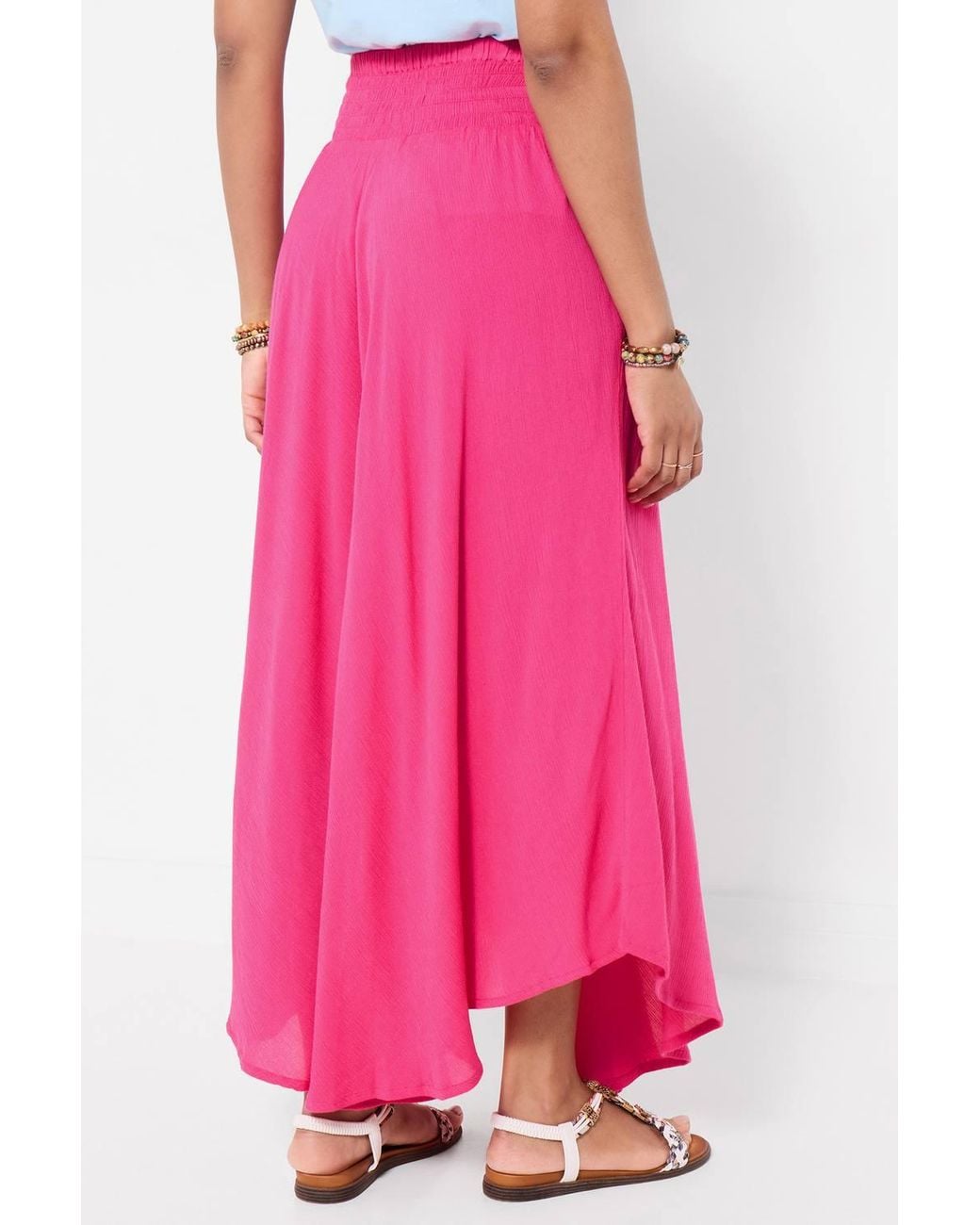 Joe Browns Pink Crinkle Maxi Skirt With Tie Front & Elasticated Waist
