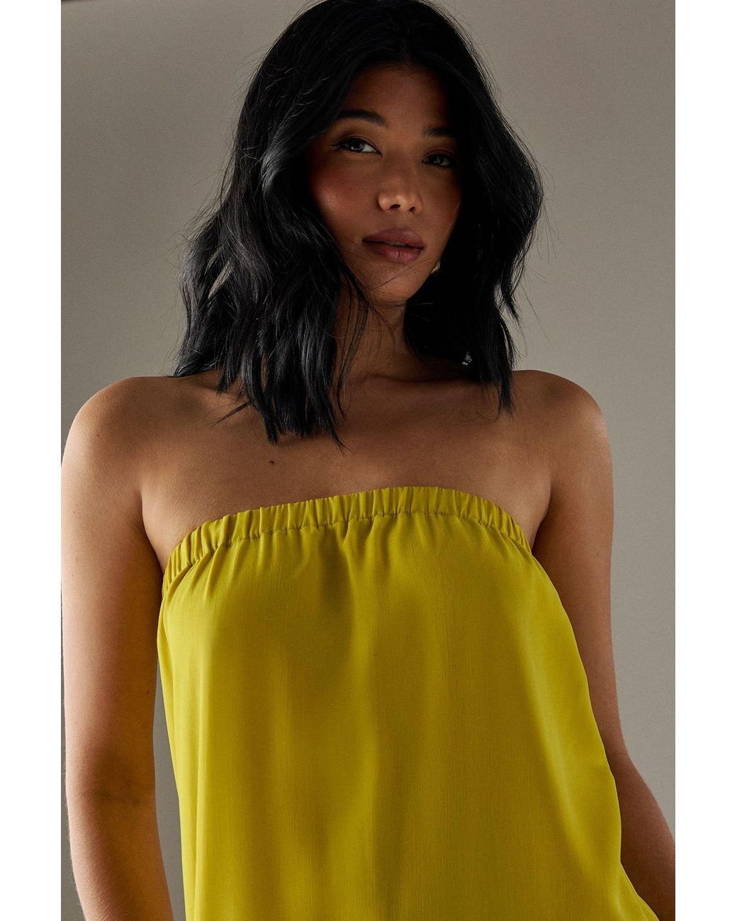 Warehouse Multicolor Yoryu Chiffon Elasticated Back Bandeau Maxi Dress