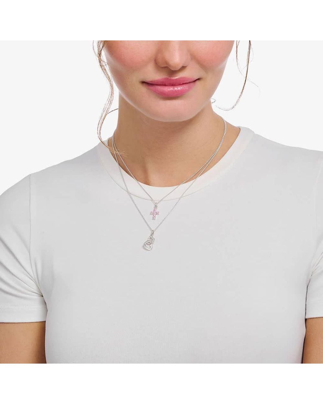 Thomas Sabo White Cubic Zirconia Cross Necklace Ke2226-051-9-L45V