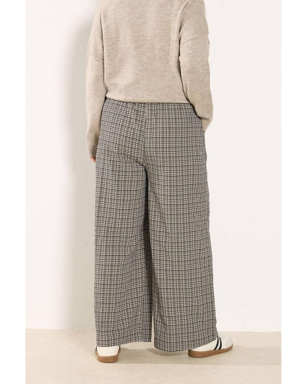 Yours Black Check Wide Leg Trousers