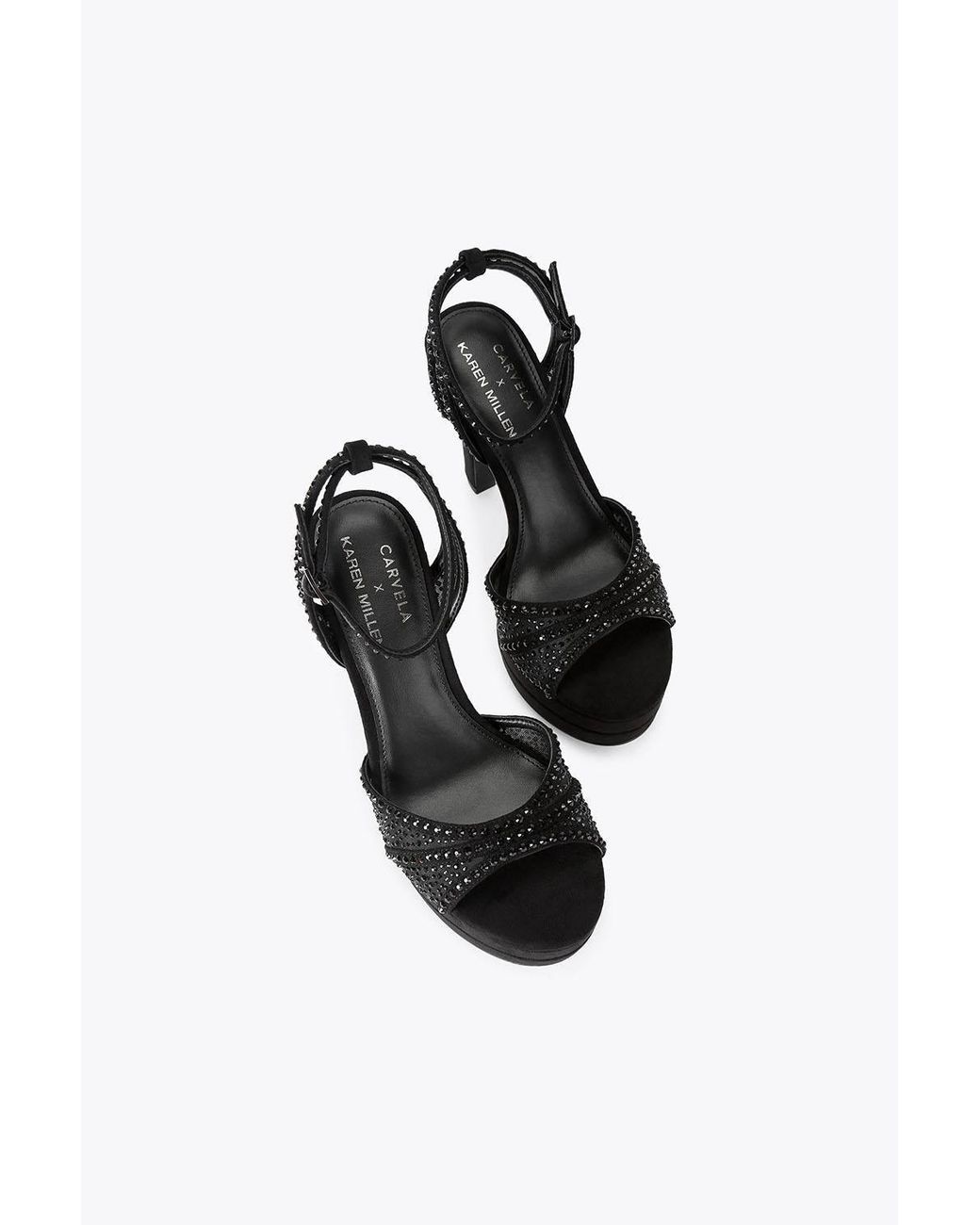 Carvela Kurt Geiger Black 'Irina Jewel Platform' Fabric Heels
