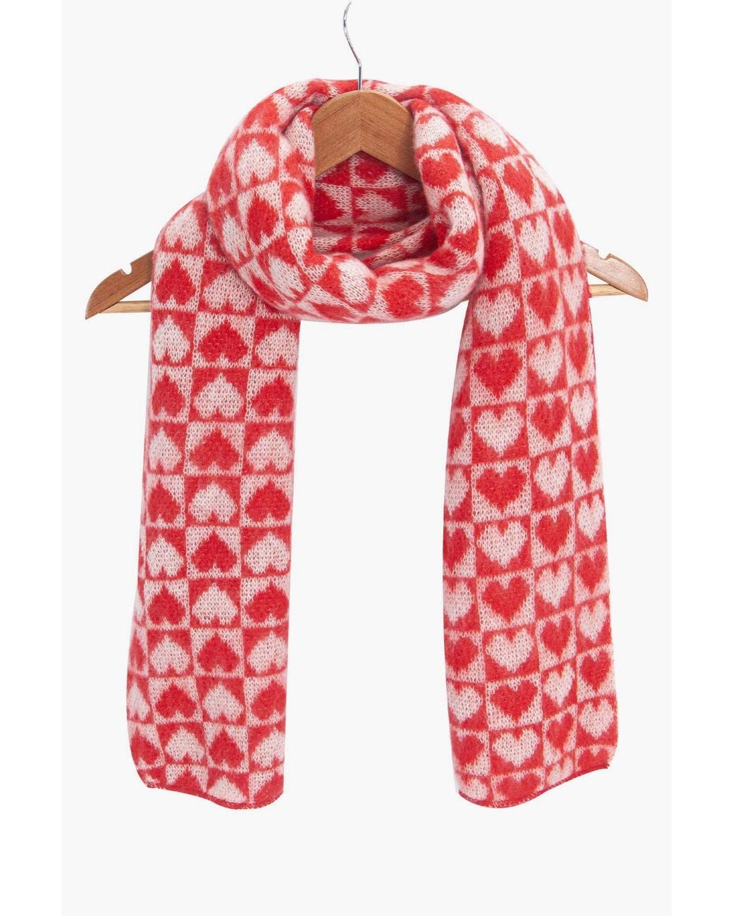 SARTA Red Heart Checkerboard Heavyweight Winter Scarf