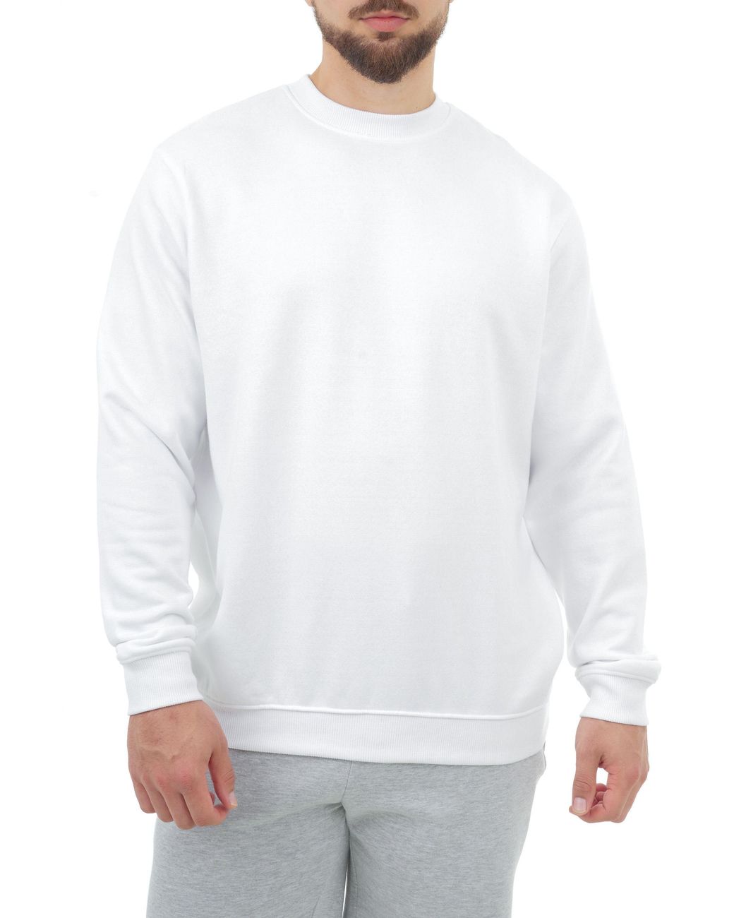 Smart Living White Polycotton Crewneck Sweatshirt for men