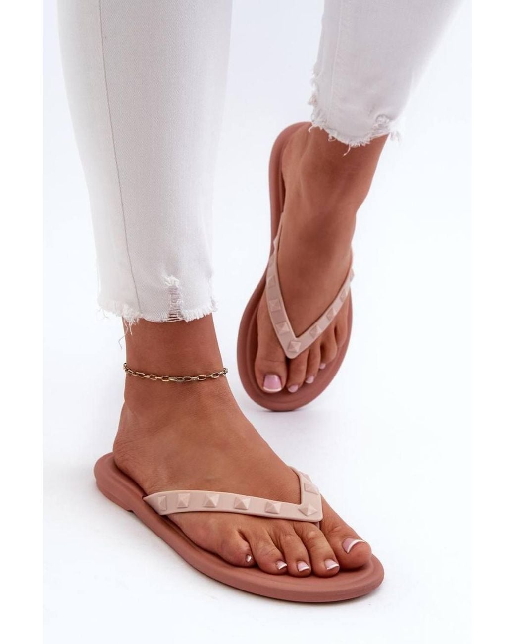 Love Lace White Balloon Scent Flat Hypoallergenic Synthetic Flip Flops
