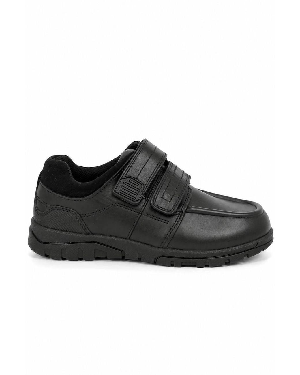 Spot on Black Leather Double Strap Chunky Sole School Shoes for men