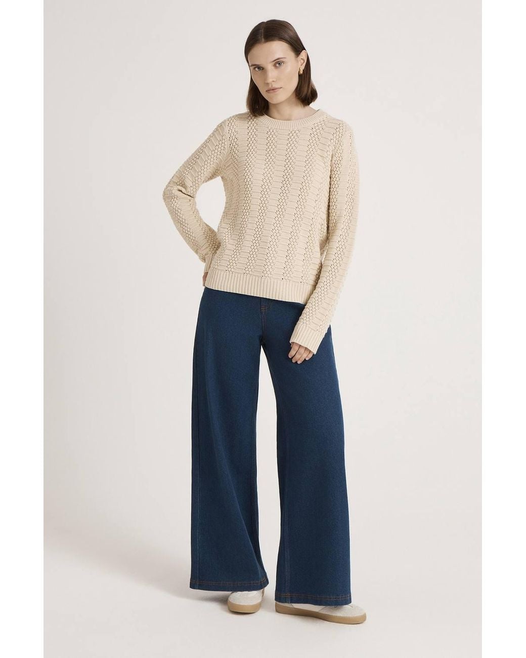 Finery London Natural Nova Round Neck Knitted Jumper