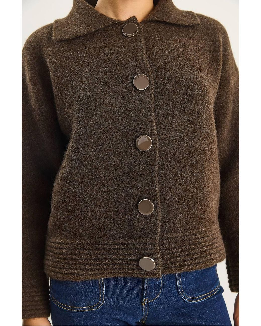 Bianco Lucci Blue Knit Cardigan With Button Closure