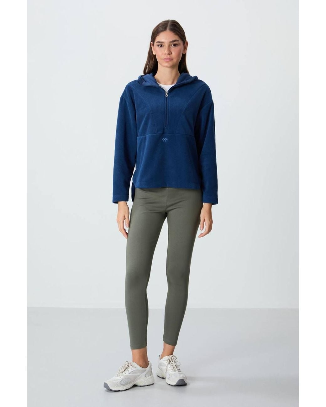 TOMMY LIFE Blue Oversized Plush Half-Zip Hooded Sweatshirt