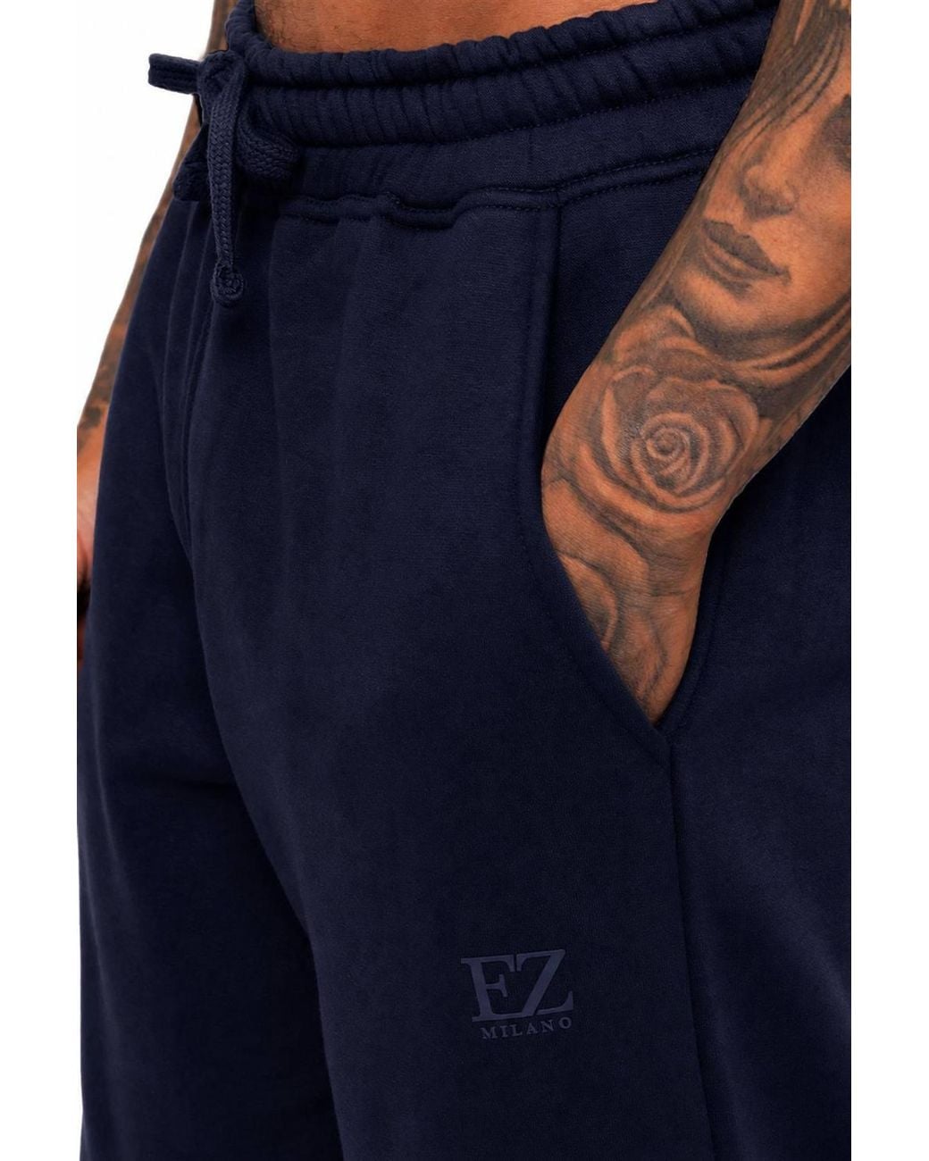 Enzo Blue Half Zip Collared Tracksuit Set for men