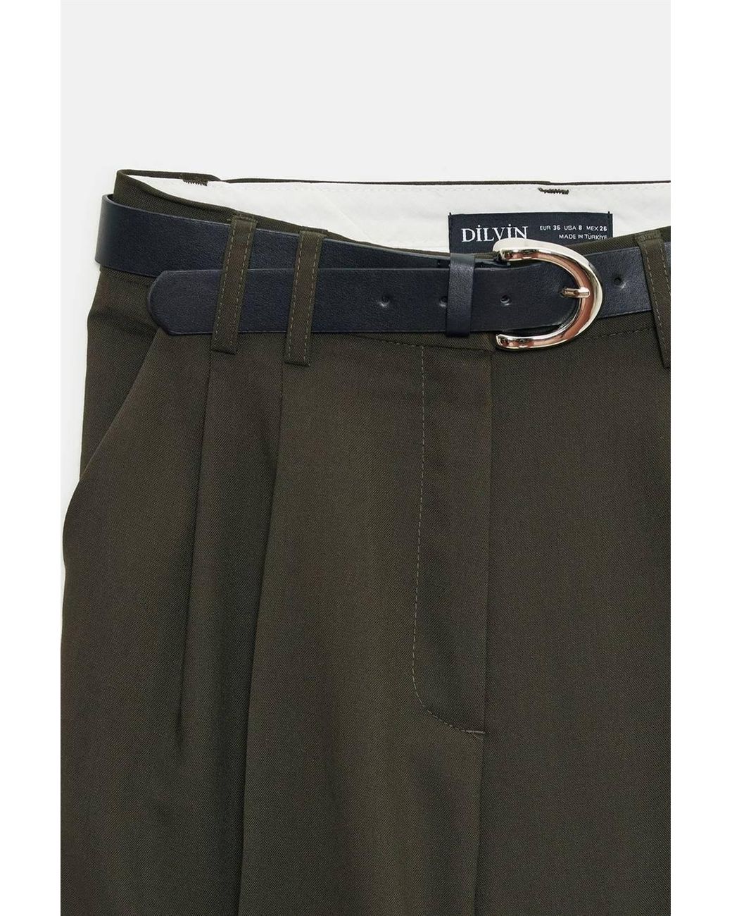 Dilvin Black Wide-Leg Pleated Crepe Trousers