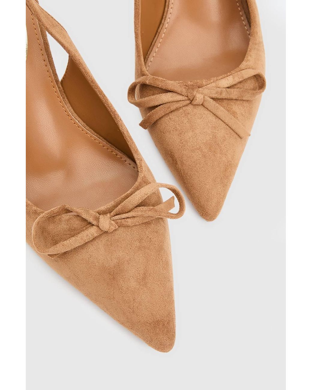 Oasis White Bonnie Faux Suede Bow Detail Slingback Court Shoes