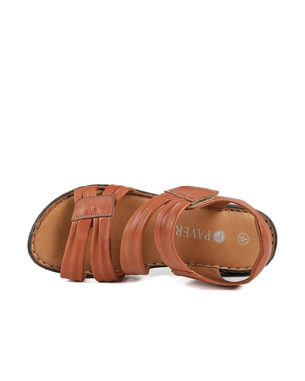 Pavers Brown Leather Comfort Sandals With Touch Fastening