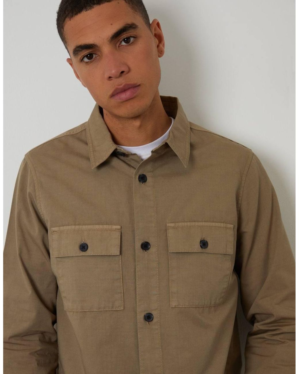 Threadbare Natural Lightweight Shacket for men