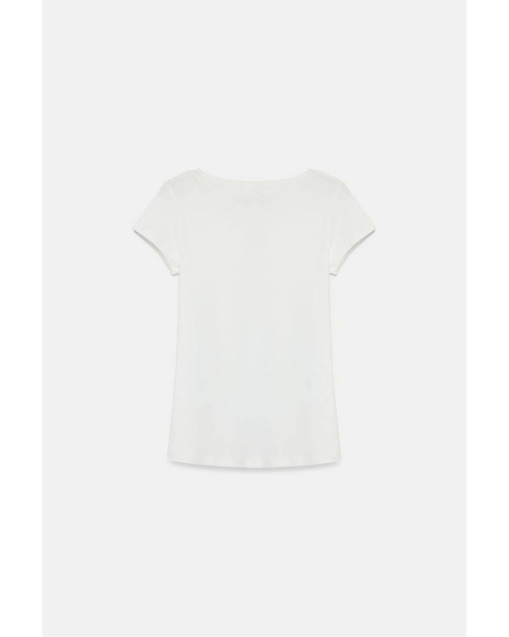 Dilvin Blue Slim Fit Cotton U-Neck T-Shirt