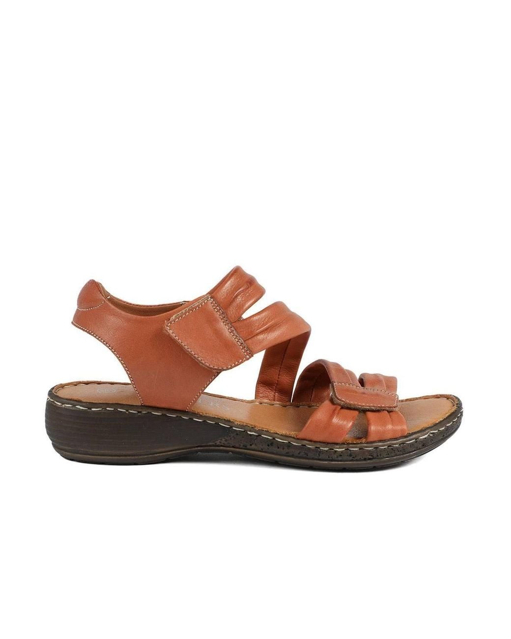 Pavers Brown Leather Comfort Sandals With Touch Fastening