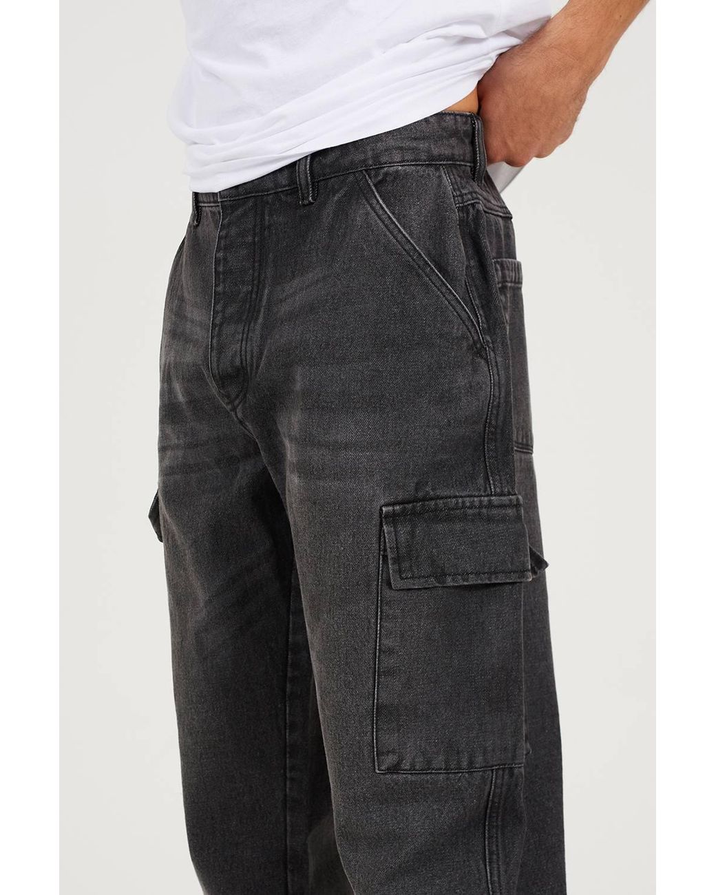 Brave Soul Black Wide Leg Cargo Style Jeans for men