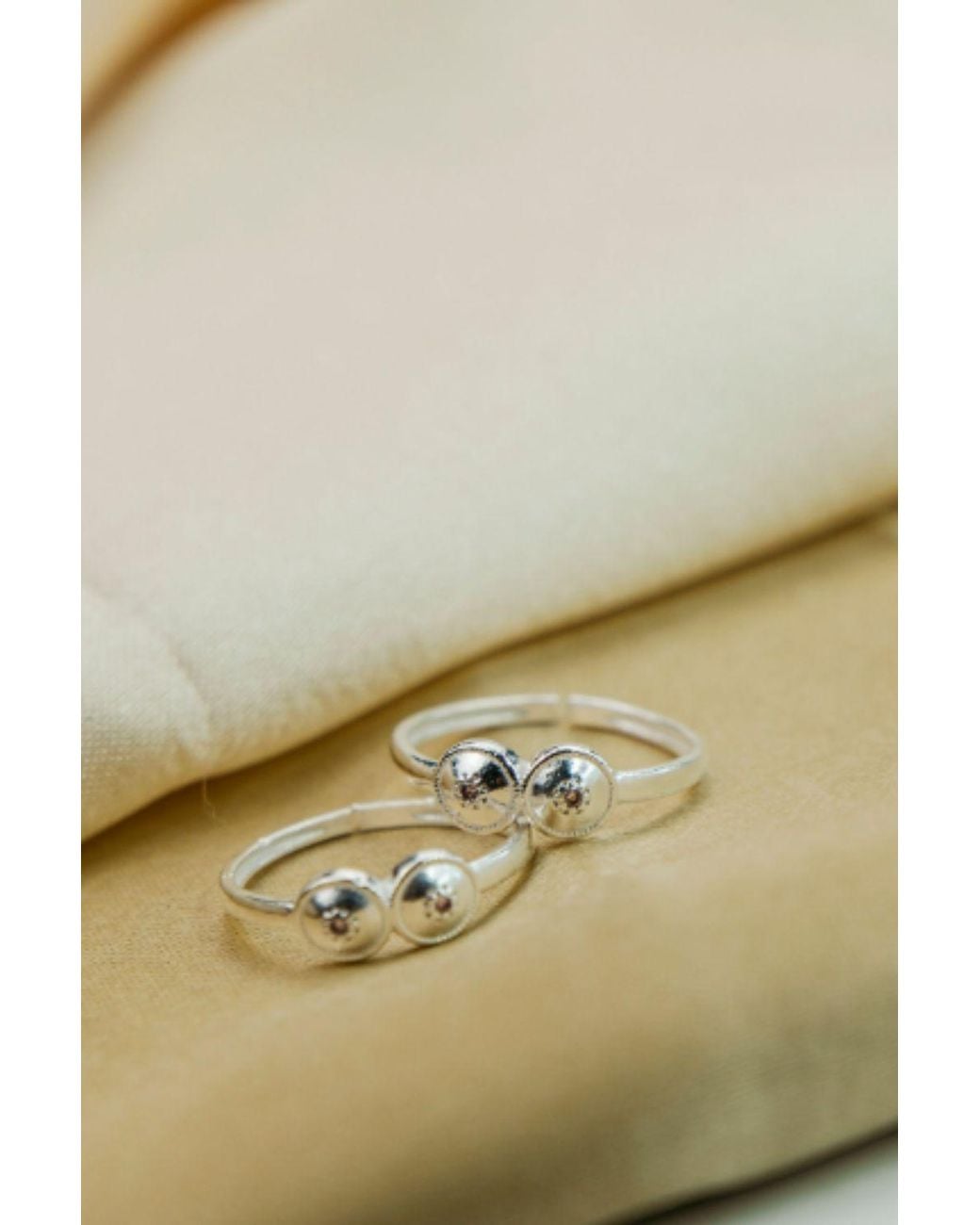 The Colourful Aura Orange 1 Pcs 925 Adjustable Bohemian Two Ball Plain Round Toe Ring