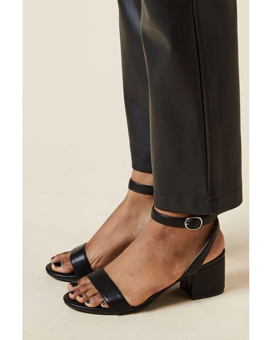 Dorothy Perkins Black Wide Fit Tommi Barely There Mid Block Heel Sandals
