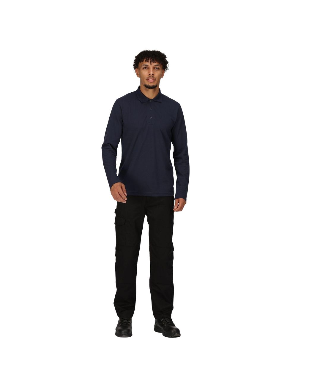 Regatta Blue Long-Sleeved Polo Shirt for men