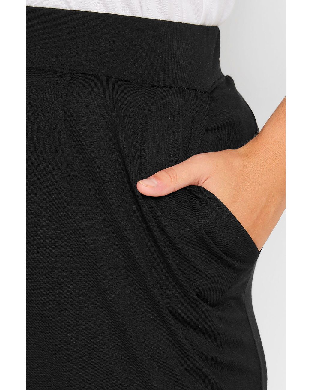 Yours Black Double Pleat Jersey Stretch Joggers