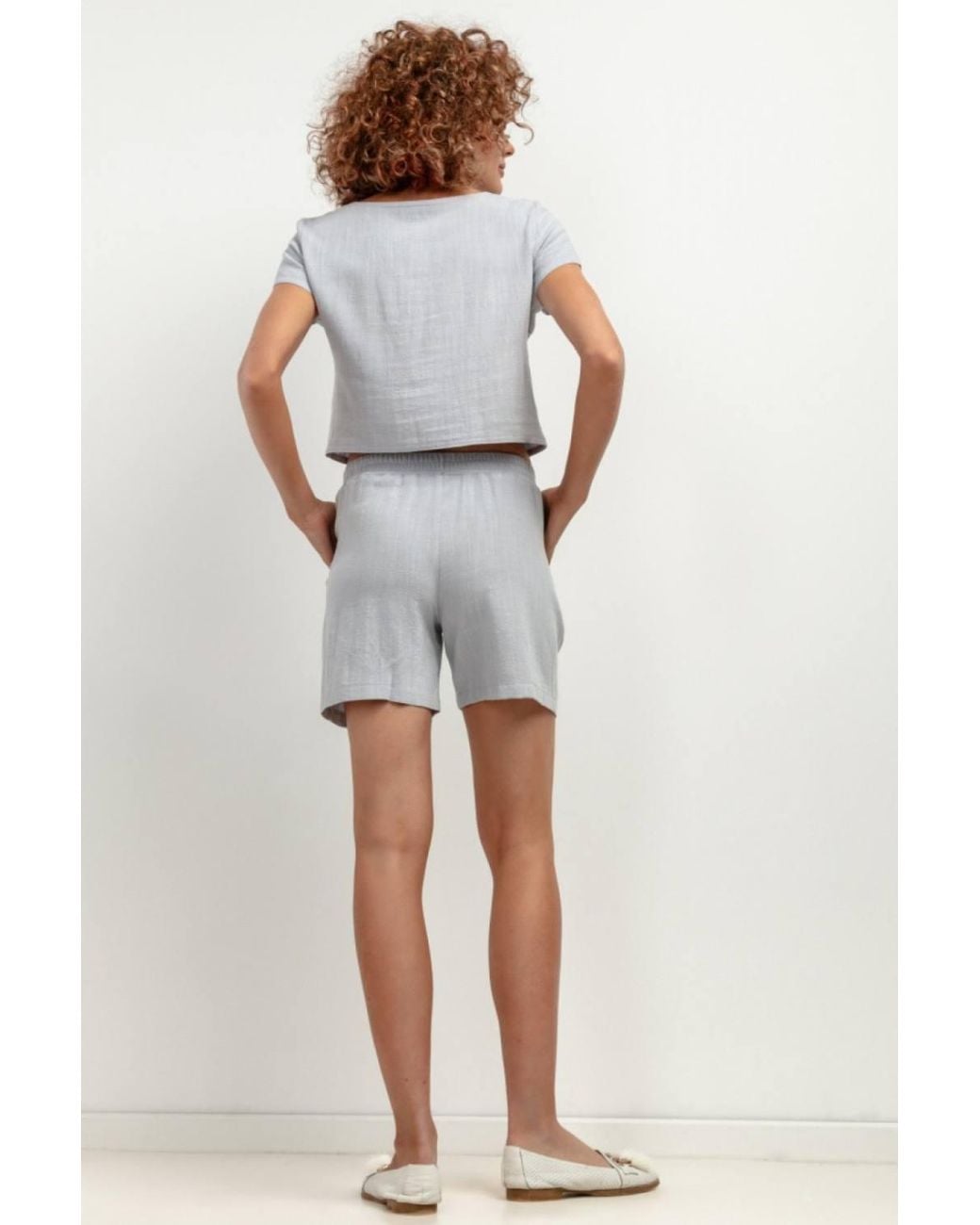 Love Lace Gray Linen Shorts Lightweight Relaxed Fit