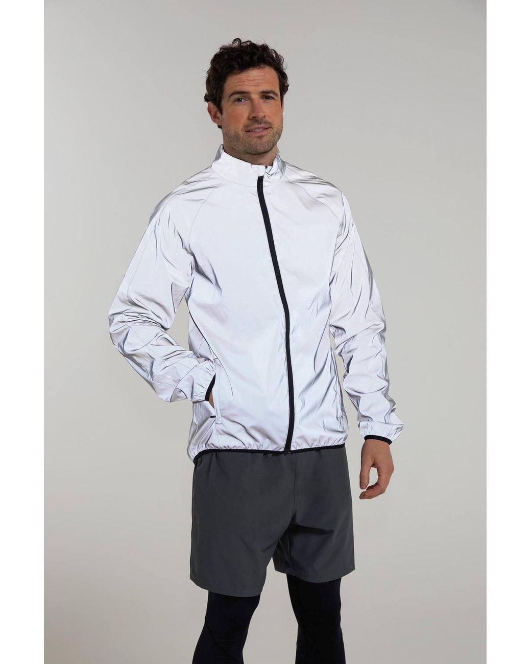 Mountain Warehouse Blue Breathable Water Resistant Long Sleeved 360 Reflective Zip Jacket for men