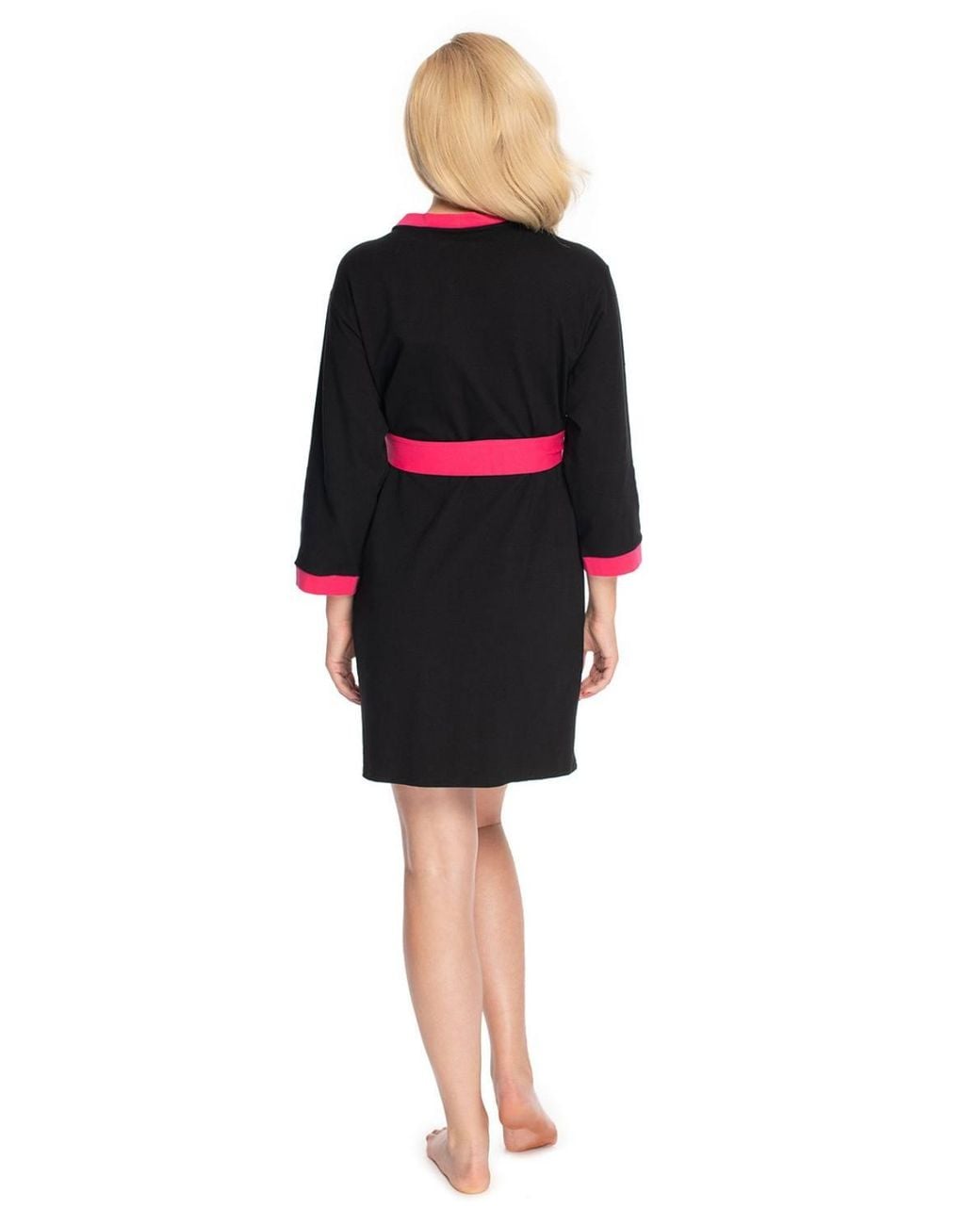 KDMD Red Cotton Bathrobe Belted With Piping Postpartum