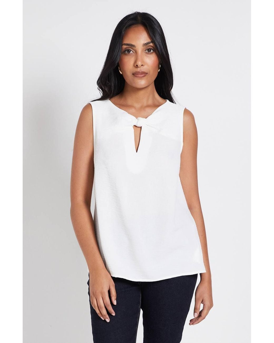 Wallis White Petite Woven Twist Cami Top