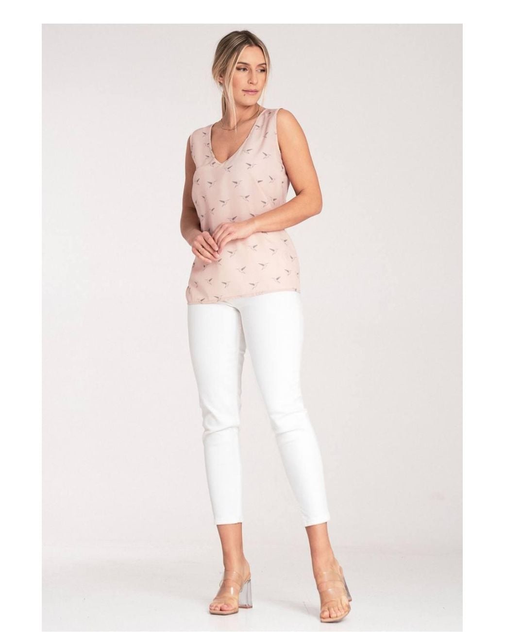 Love Lace Pink Thick Strap Heart Neck Blouse Style