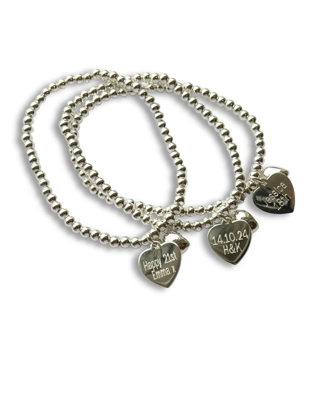 Aye Do Gifts White Personalised Heart Stretch Beaded Bracelet