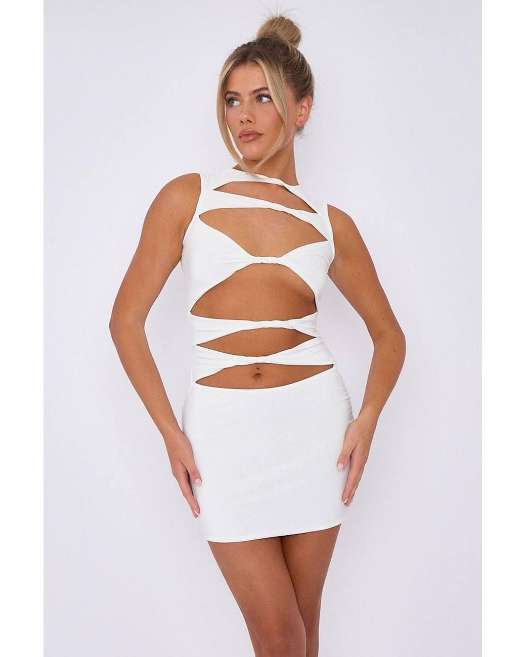 Stylewise White Cut Out Twist Front