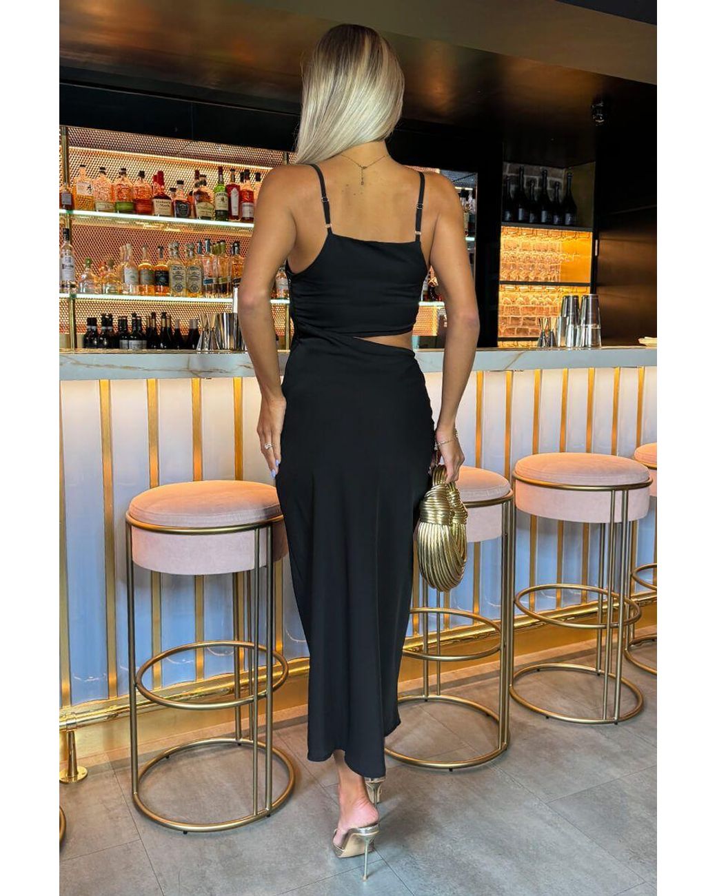 AX Paris Black Asymmetric Cut Out Midi Dress