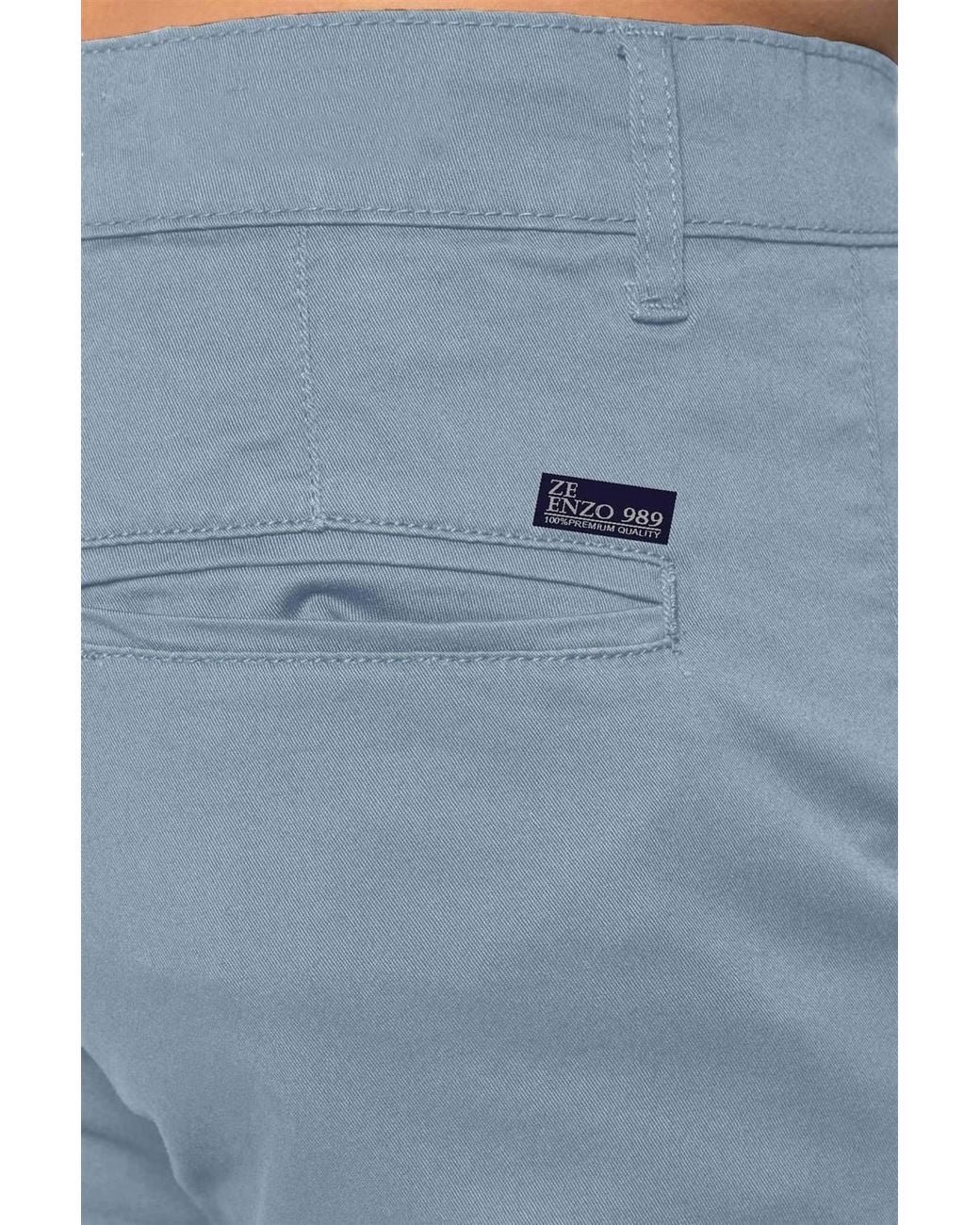 Enzo Blue Slim Fit Stretch Chino Shorts for men