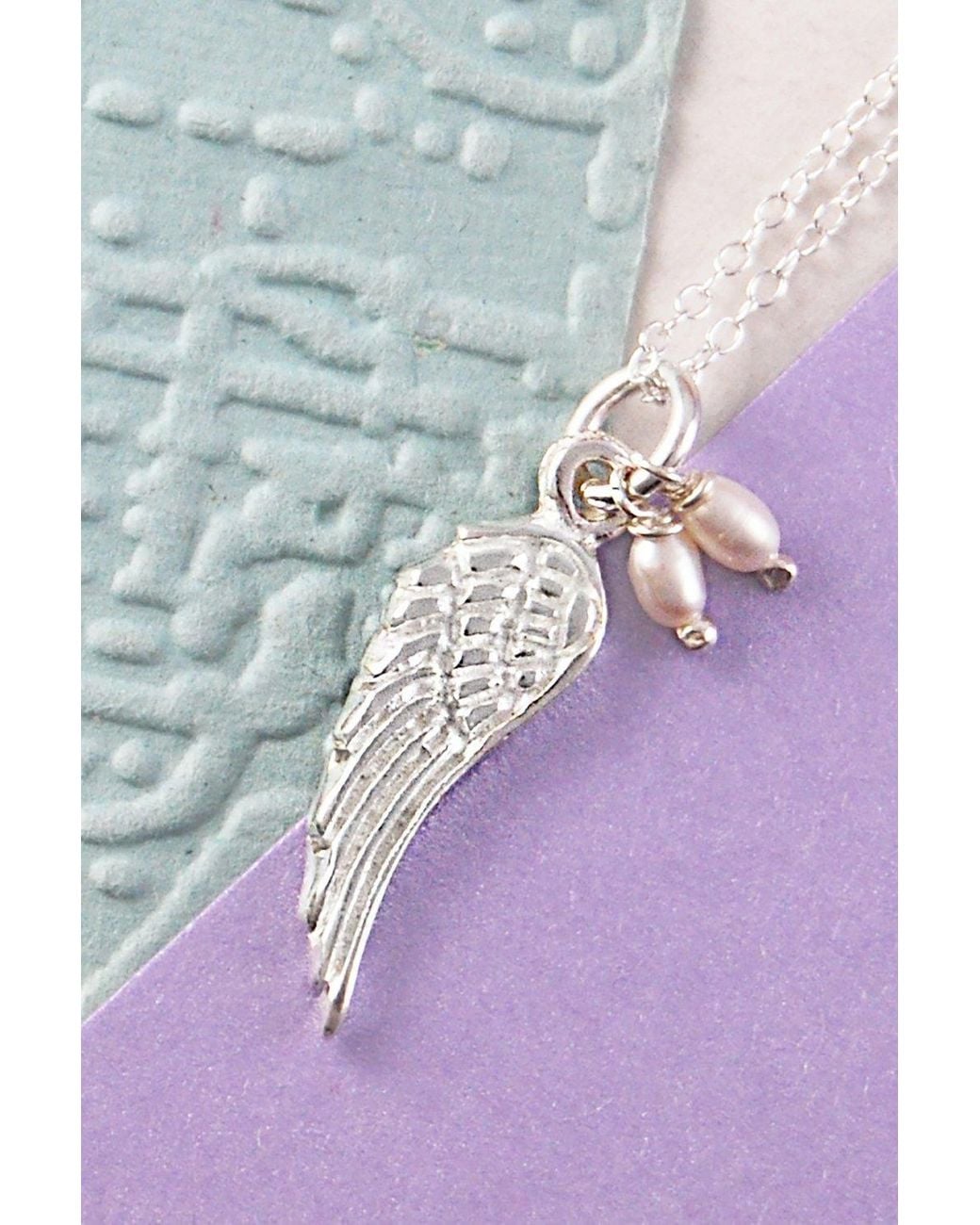 Otis Jaxon London Gray Angel Wing Sterling & Pearl Necklace