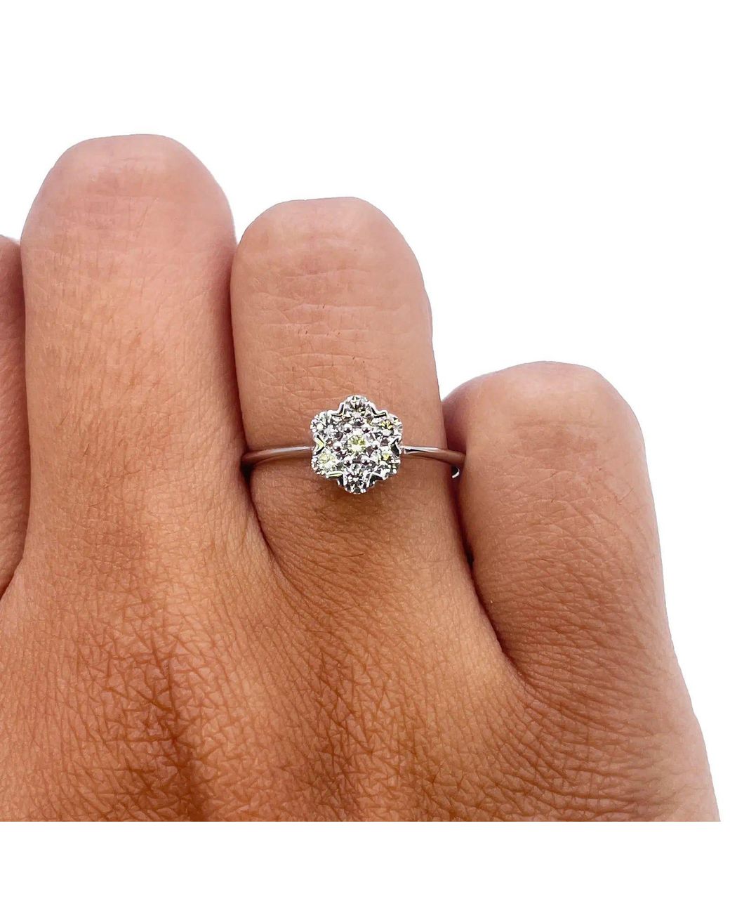 Raina Jewels White 18Ct Elegant Floral Diamond Ring 0.39Ct