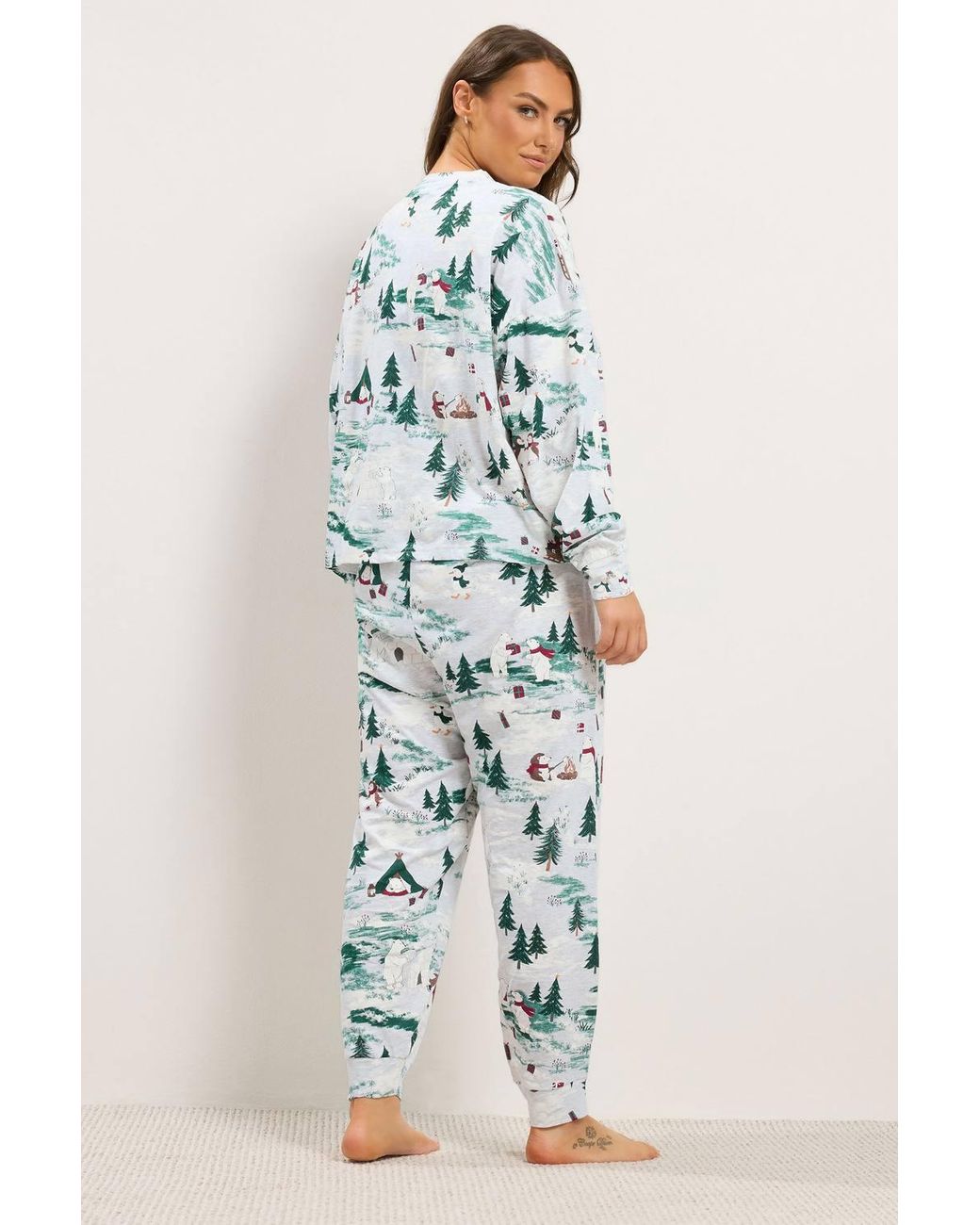 Yours Blue Festive Cuffed Pyjama Set