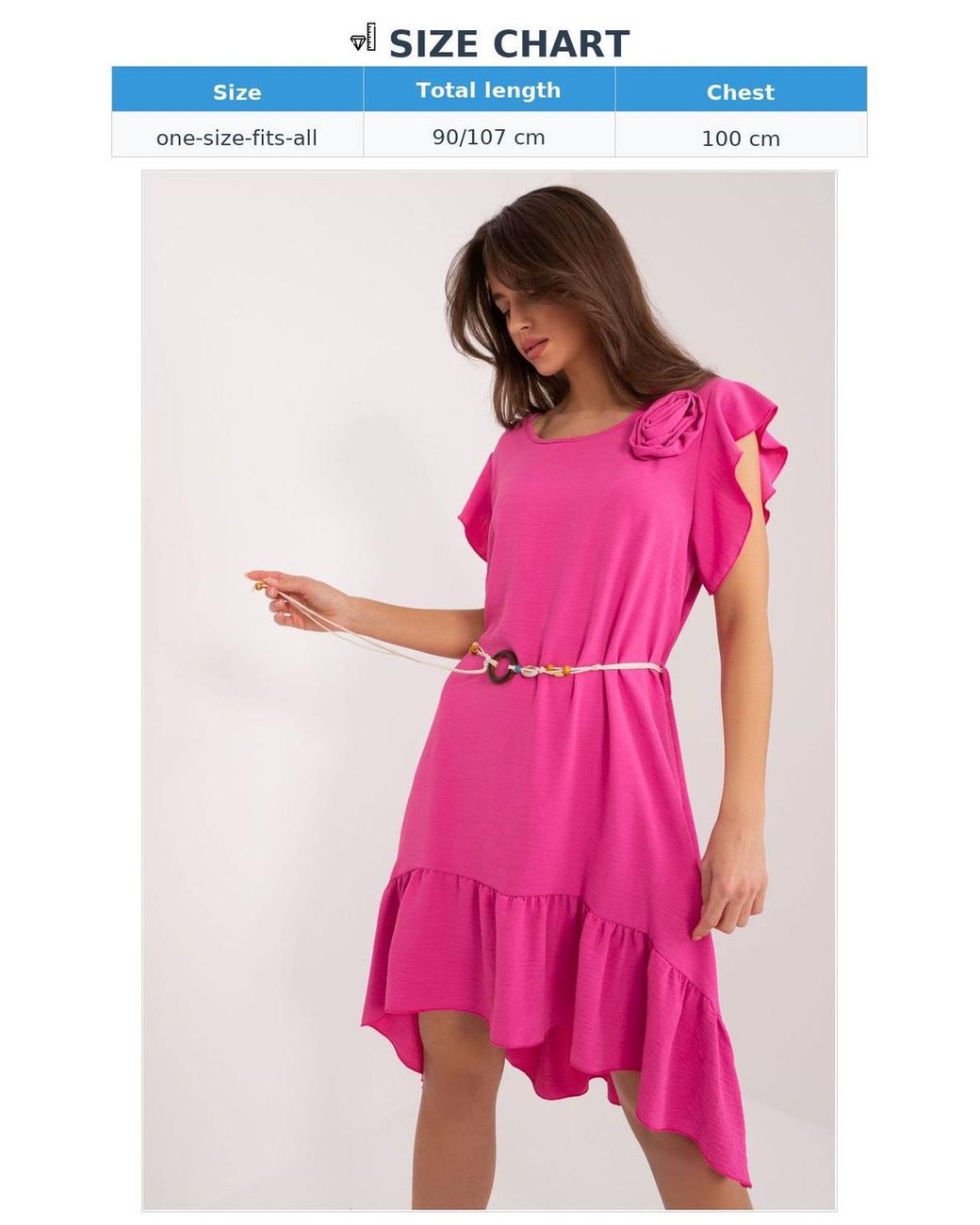 Love Lace Pink Everyday Summer Flared Dress With Tie Belt
