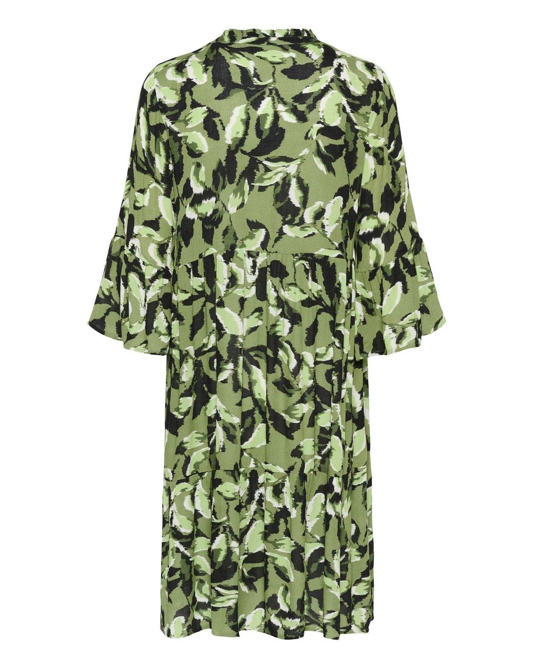 Kaffe Green Edita Tiered Knee-Length V-Neck Dress