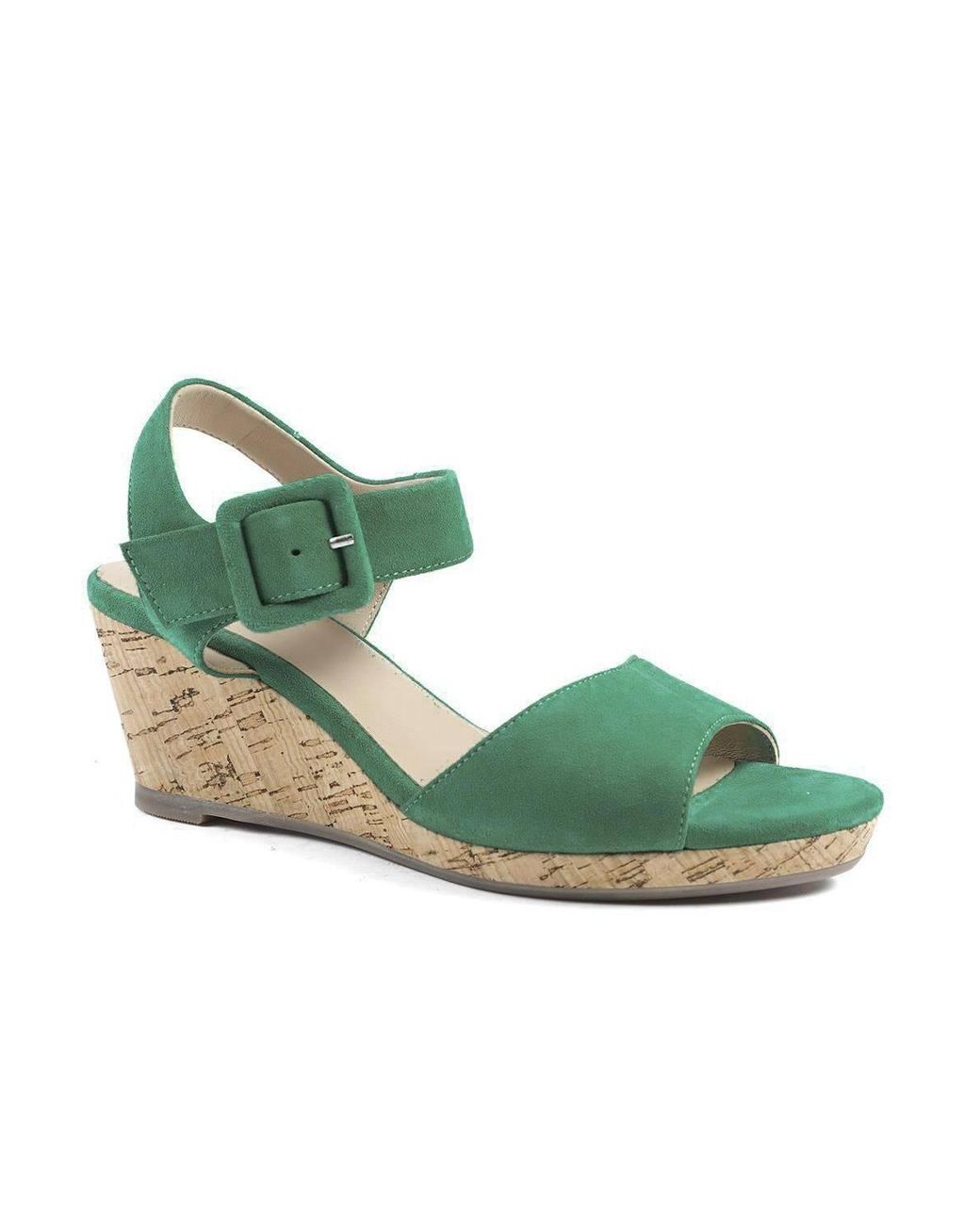 Jones Bootmaker Green Grazina Leather Wedges