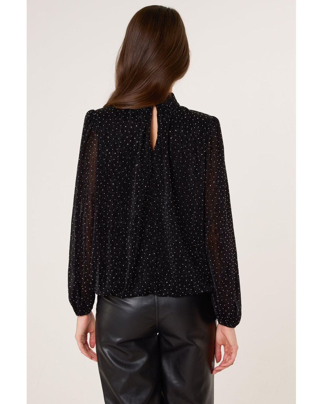 Blue Vanilla Black Long Sleeve Slip On Turtleneck Blouse