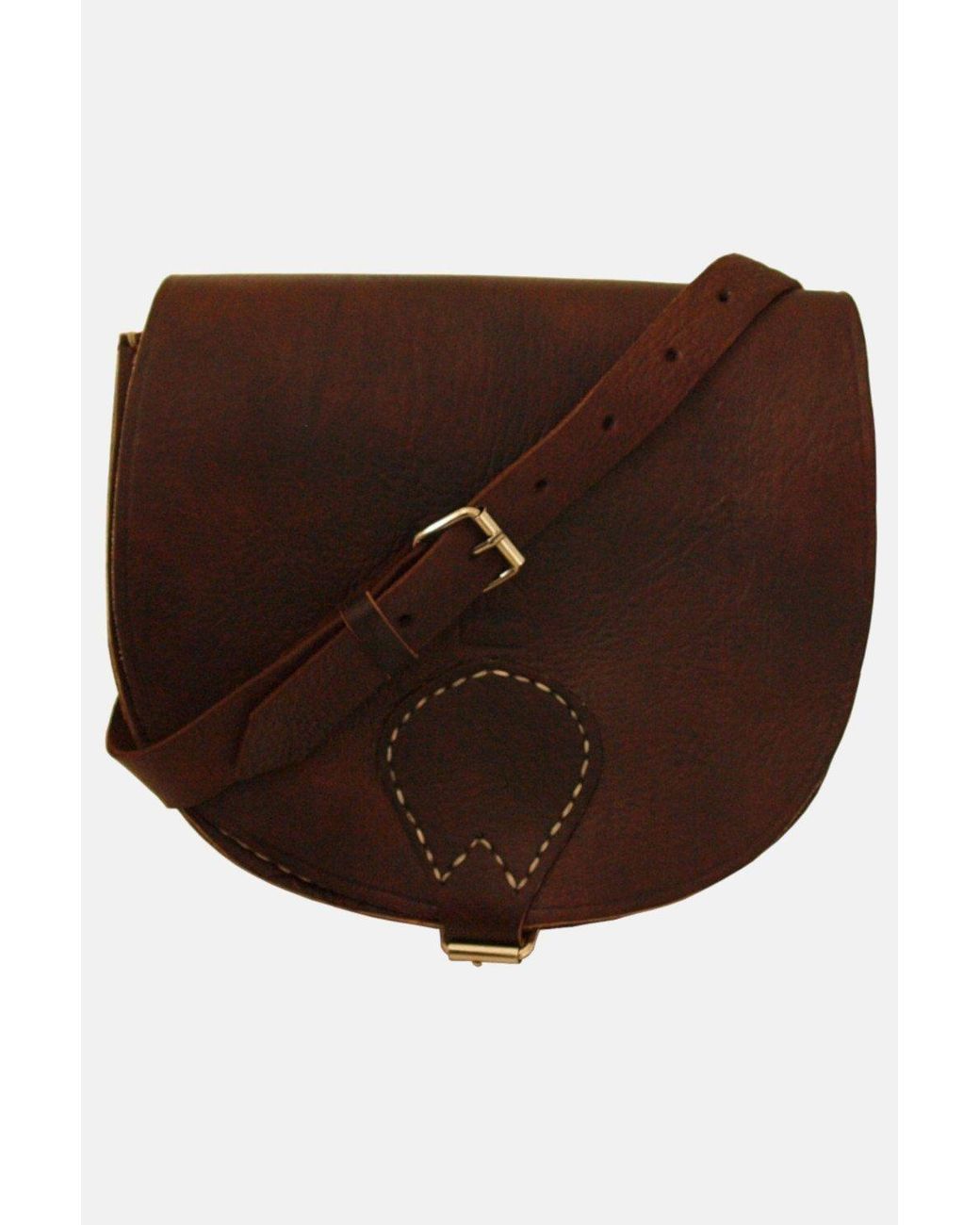 Berber Leather Brown 'The Temara' Large Leather Saddle Bag
