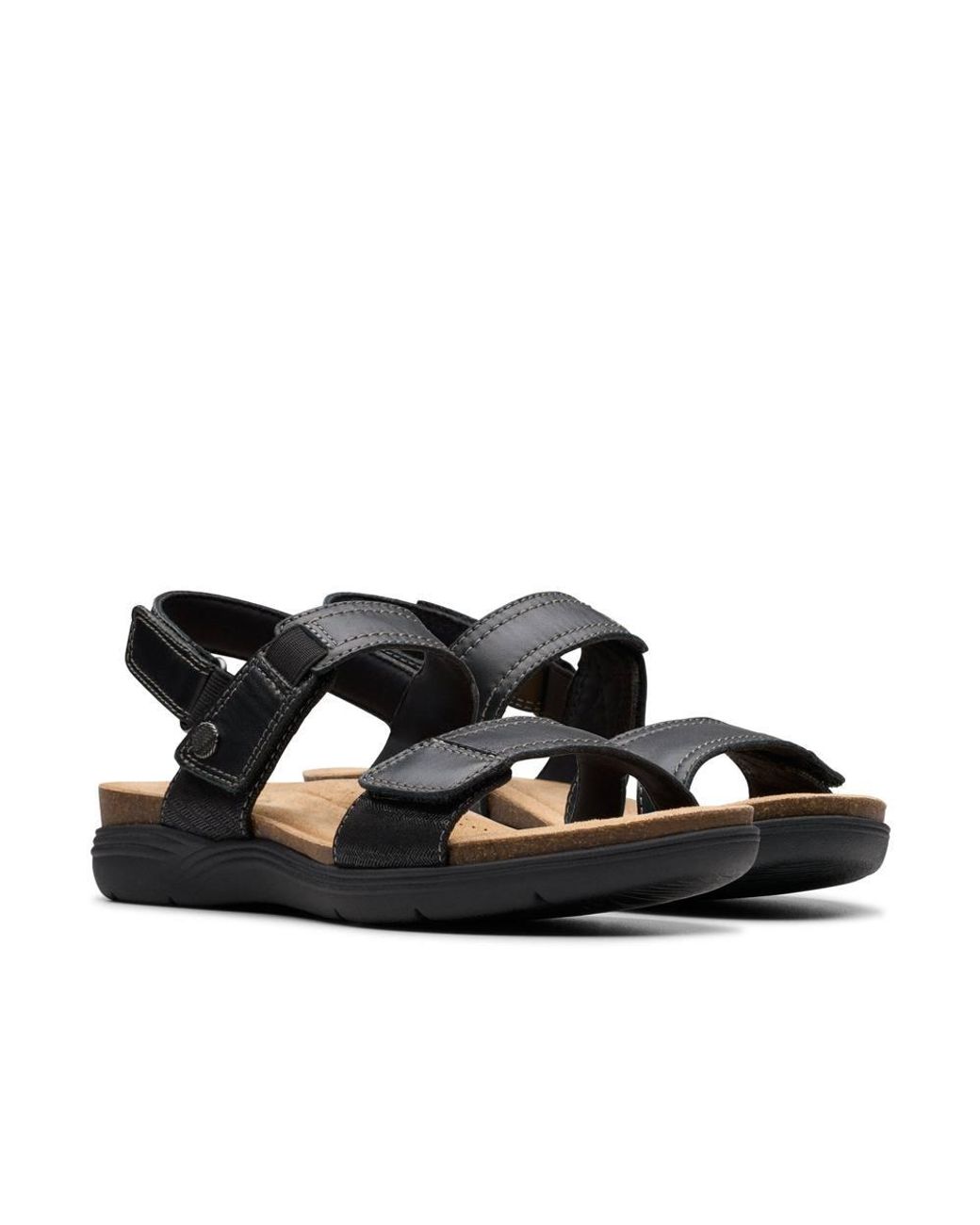Clarks Black April Clover Combination Flat Sandals