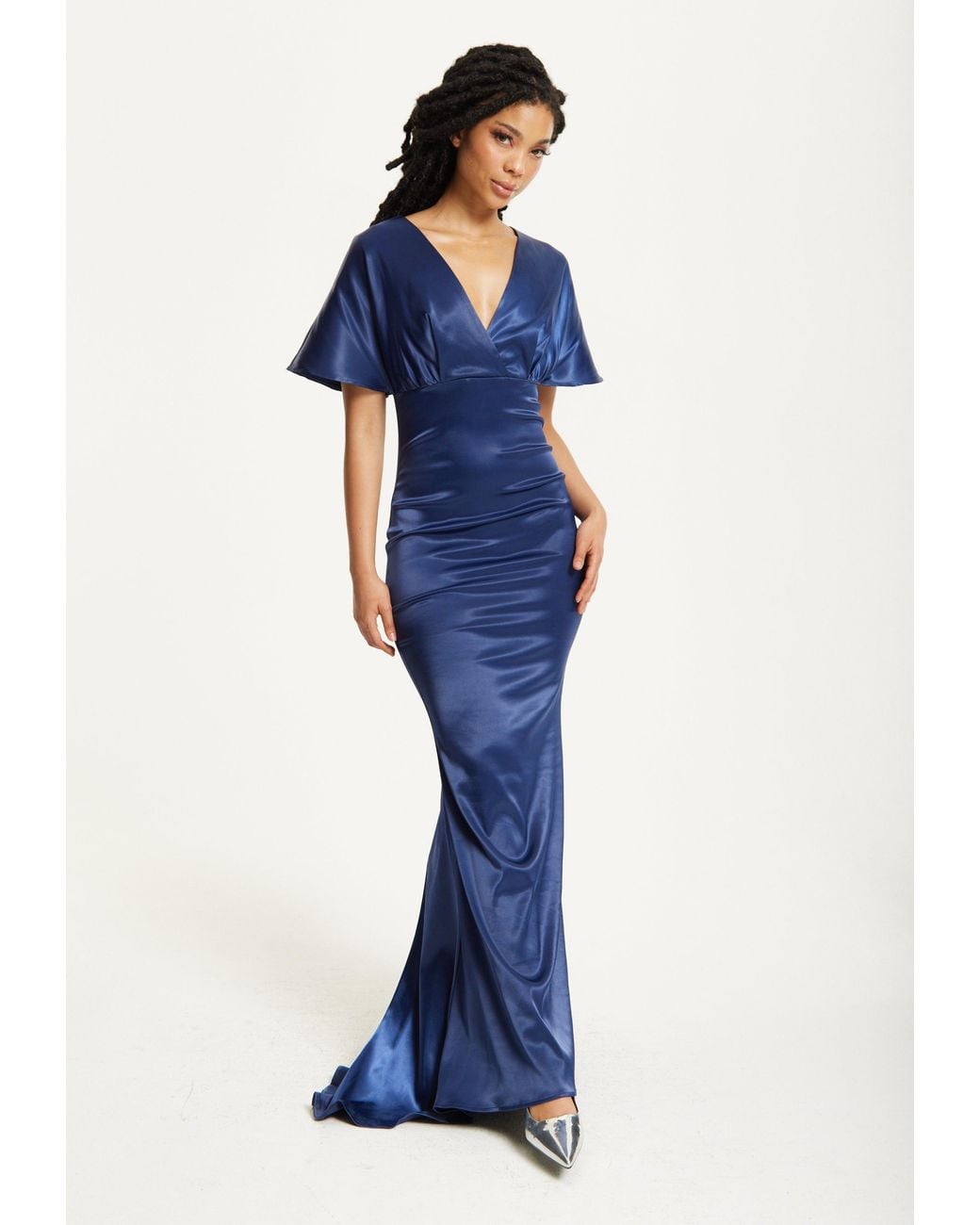 Liquorish Blue Short Sleeve Maxi Dress